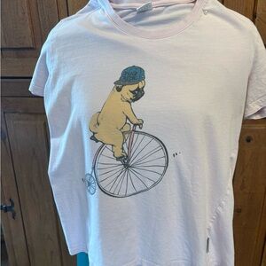 Pug Ride small adult T-Shirt - Light Pink